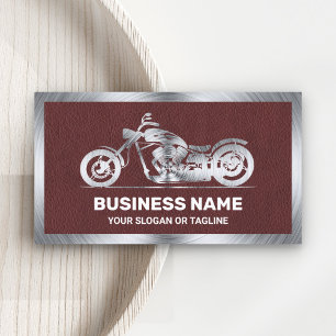 Brown Leather Steel Motorbike Motorcycle Mechanic Business Card