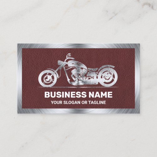 Brown Leather Steel Motorbike Motorcycle Mechanic Business Card
