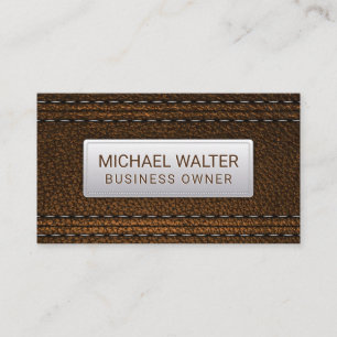 Brown Leather Stitched   Luxury Business Card