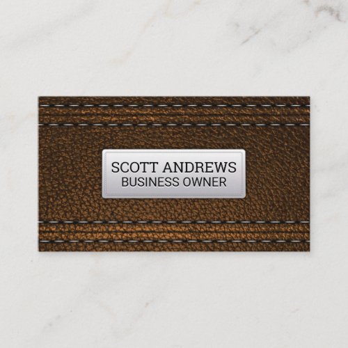 Brown Leather  Stitched Material Business Card