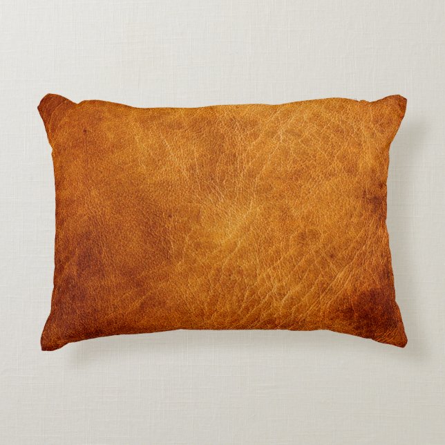 Brown leather texture accent pillow (Front)