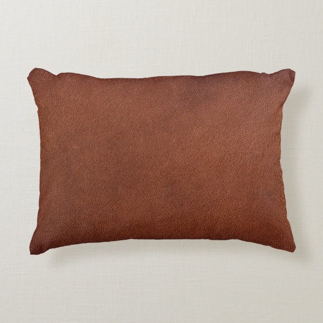 Brown leather texture accent pillow (Front)