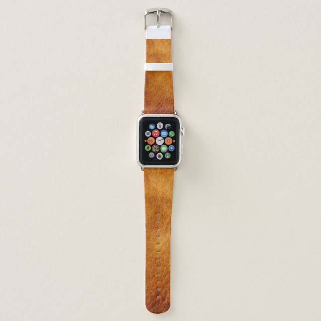 Brown leather texture apple watch band (Front)
