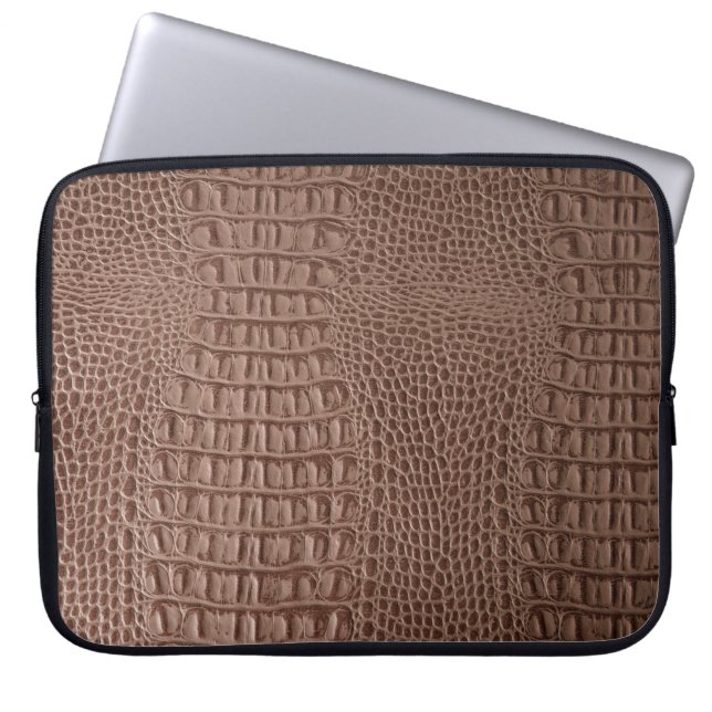 Brown leather texture background close up macroski laptop sleeve (Front)