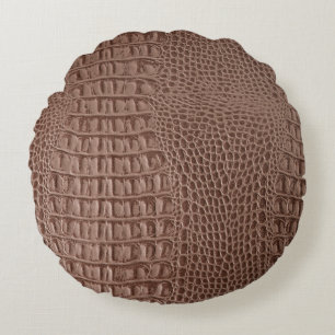 Brown leather texture background close up macroski round pillow
