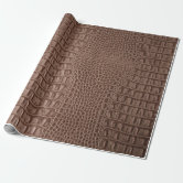 Dark Brown, Beige, Parallel Stitched Leather Effect Wrapping Paper