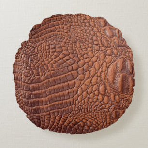 Brown leather texture backgrounddesign,fond,abstra round pillow