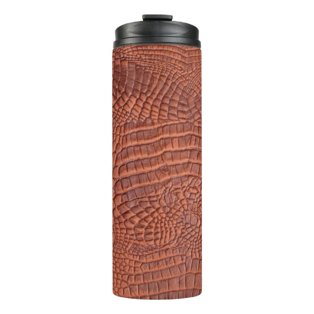Brown leather texture backgroundtexture,abstract,a thermal tumbler (Front)