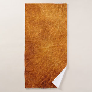 Brown leather texture bath towel