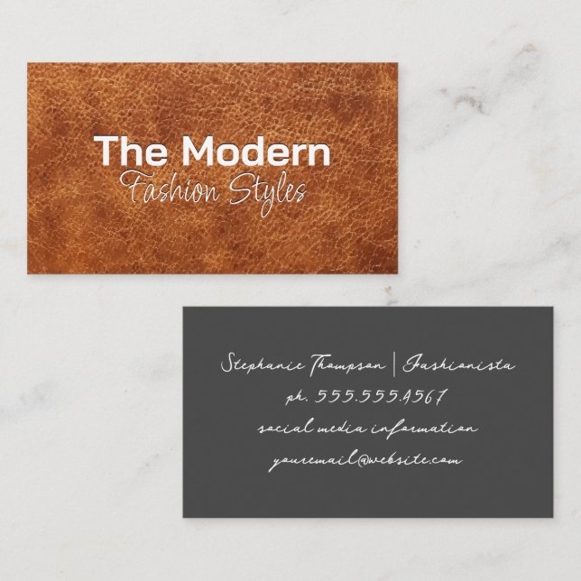Brown Leather Texture Business Card (Front/Back)