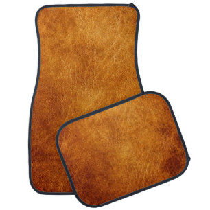 Brown leather texture car floor mat