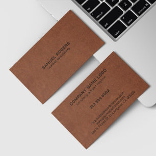 Brown Leather Texture Custom Text Business Card