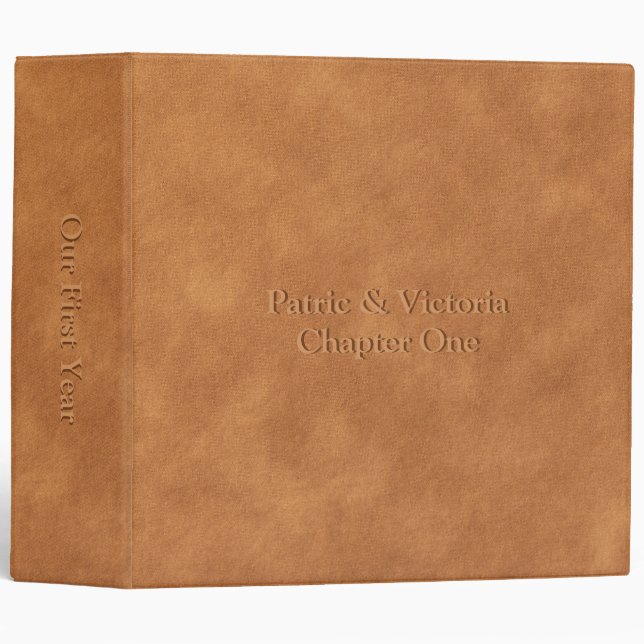 Brown Leather Texture Elegant Simple Wedding Note 3 Ring Binder (Front/Spine)
