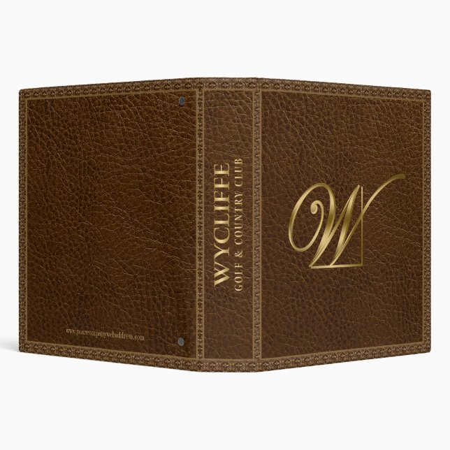 Brown Leather texture Gold Accents Binder (Background)