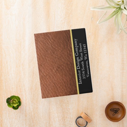 Brown leather Texture Gold stripe vinyl binder