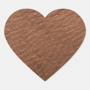 Brown leather texture heart sticker