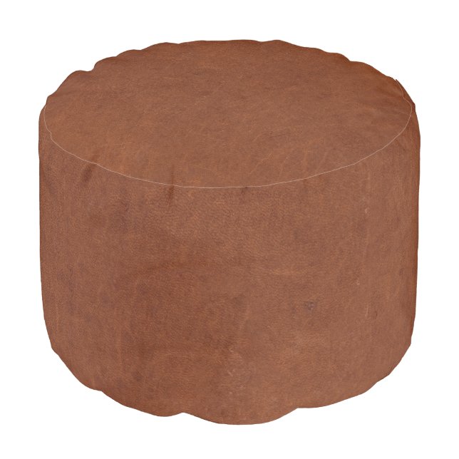 Brown leather texture image pouf (Angled Front)