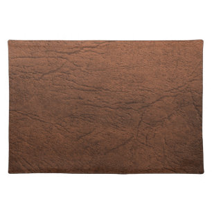 Brown Leather Texture Monogram Cloth Placemat