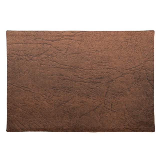 Brown Leather Texture Monogram Cloth Placemat (Front)
