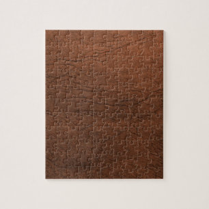Brown Leather Texture Monogram Jigsaw Puzzle