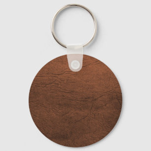 Brown Leather Texture Monogram Keychain