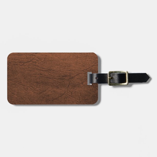Brown Leather Texture Monogram Luggage Tag (Front Horizontal)