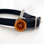 Brown Leather Texture Monogram - Not Real Leather Pet Name Tag<br><div class="desc">This pet tag has a digitally created brown leather texture in lighter and darker leather look. On the front there is a personalizable monogram while on the back you can customize your dog's name and your phone number. NOTICE: This item is not made of real leather. It simply features a...</div>