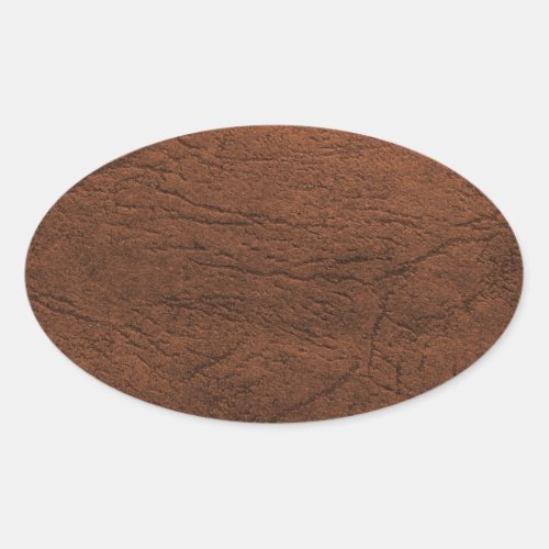 Brown Leather Texture Monogram Oval Sticker