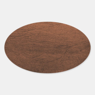 Brown Leather Texture Monogram Oval Sticker