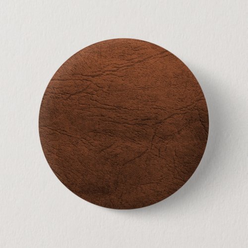 Brown Leather Texture Monogram Pinback Button