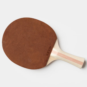 Brown Leather Texture Monogram Ping Pong Paddle