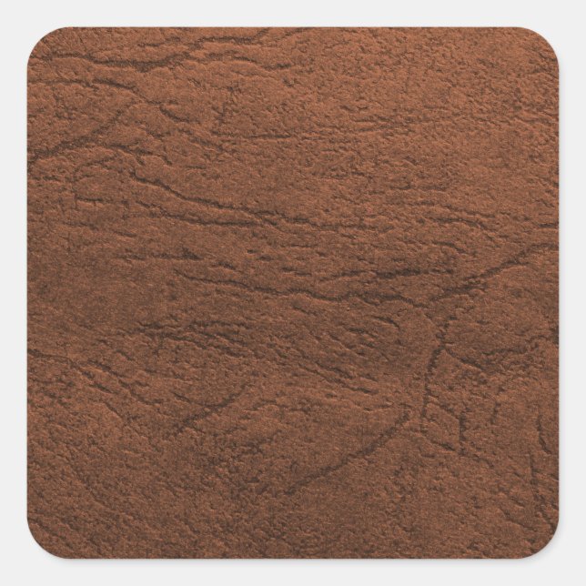 Brown Leather Texture Monogram Square Sticker (Front)