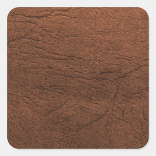Brown Leather Texture Monogram Square Sticker