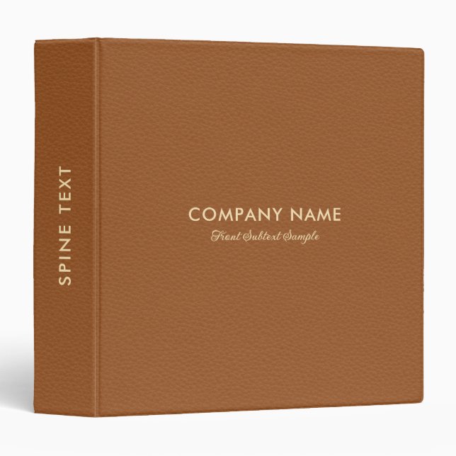 Brown Leather Texture Print 3 Ring Binder (Front/Spine)