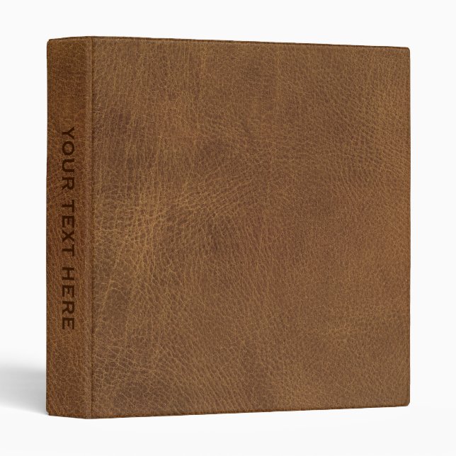 Brown Leather Texture Print 3 Ring Binder (Front/Spine)