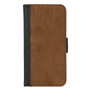 Brown Leather Texture Print iPhone 8/7 Wallet Case