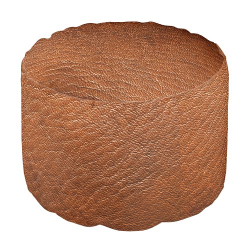 Brown Leather Texture Round Pouf