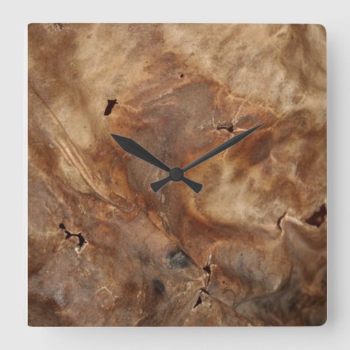 Brown leather texture square wall clock