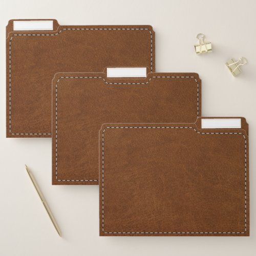 Brown Leather Texture  Stitching  File Folder