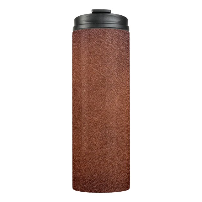 Brown leather texture thermal tumbler (Front)