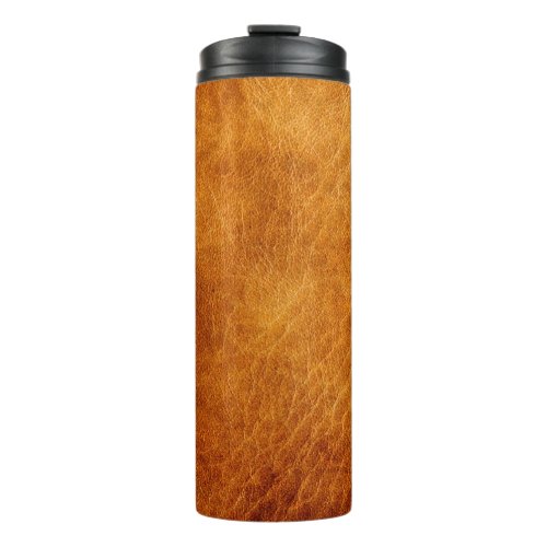 Brown leather texture thermal tumbler