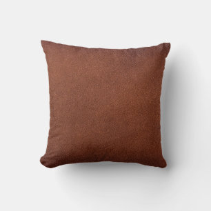 Brown leather texture throw pillow