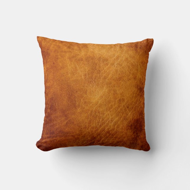 Brown leather texture throw pillow (Front)