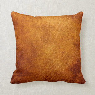 Brown leather texture throw pillow