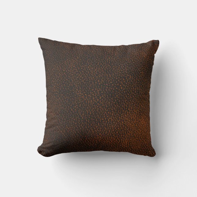 Brown Leather Texture Throw Pillow (Front)
