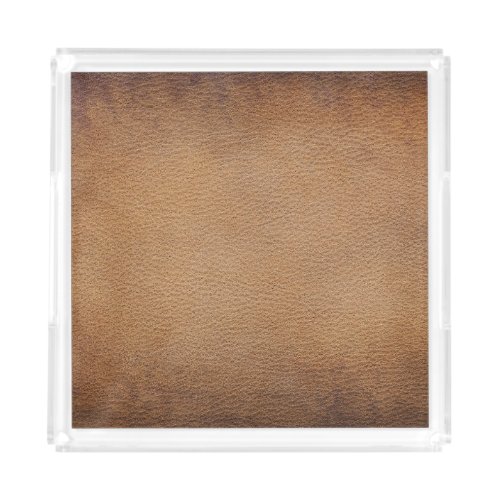 Brown Leather Texture Vintage Background Closeup Acrylic Tray