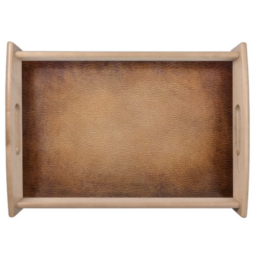 Brown Leather Texture Vintage Background Closeup Serving Tray