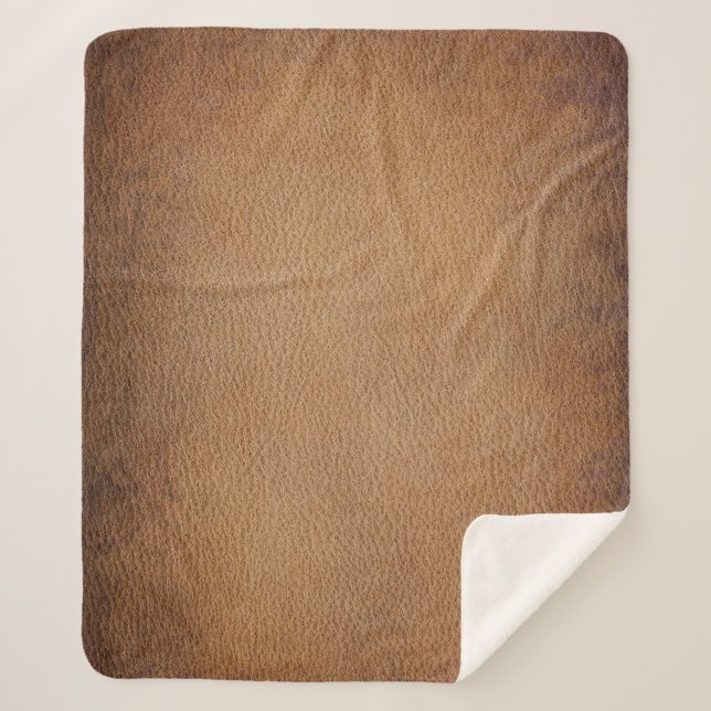 Brown Leather Texture: Vintage Background Closeup Sherpa Blanket (Front)