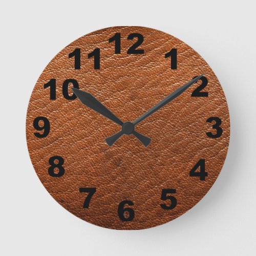Brown Leather Texture Wall Clock