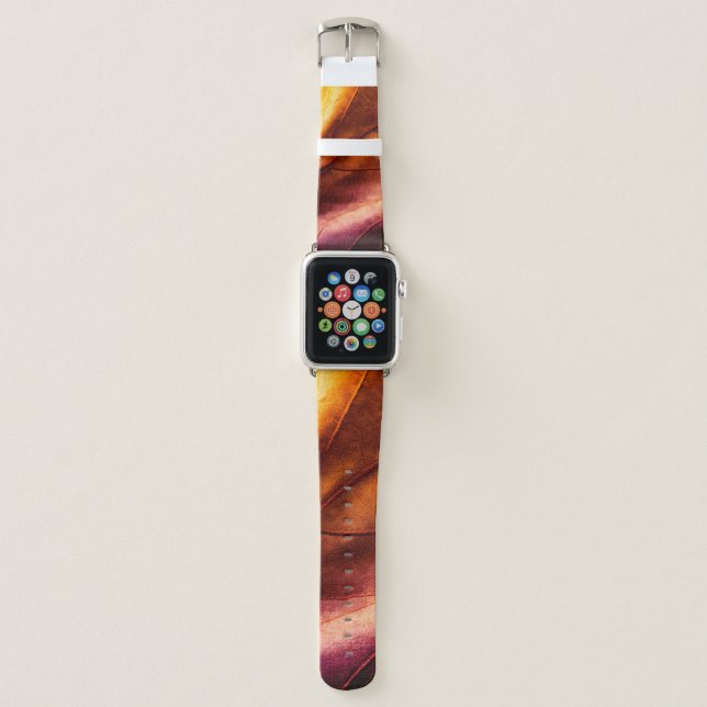 Brown leather textureleather,abstract,antique,back apple watch band (Front)